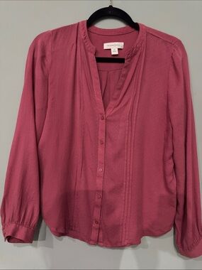 Treasure & Bond Rose Pink Pintuck Button-Down Blouse
